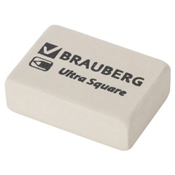 Ластик BRAUBERG "Ultra Square", 26х18х8 мм, белый, натуральный каучук, 228707