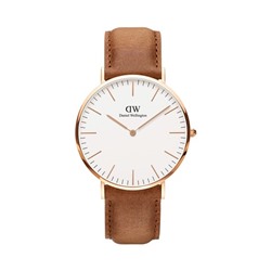 Reloj de cuarzo de piel y chapado en oro rosa Classic Durham