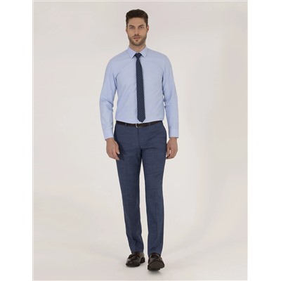 Синий Slim Fit Классическая рубашка с длинным рукавом
