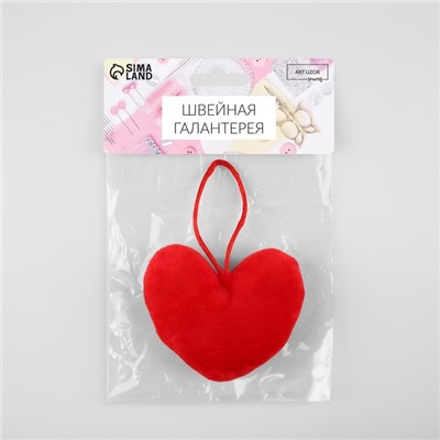 Игольница с петлёй «Сердце», 8.5×6.5×3.5 см, красная