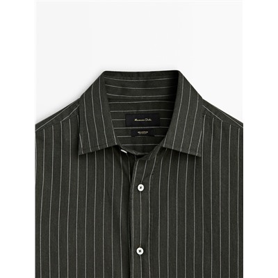 Camisa rayas sarga algodón slim fit