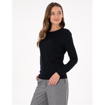 Navy Blue Slim Fit Basic Sweater