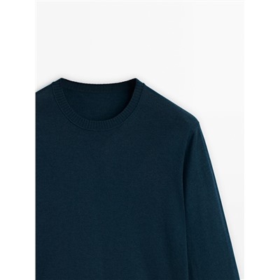 Jersey cuello redondo rib mezcla lana