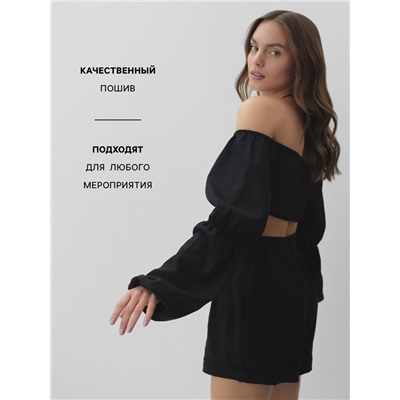 Кроп-топ с длинными рукавами MIST, цв. черный, р-р L