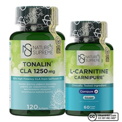 Nature's Supreme Tonalin CLA 120 + L-карнитин Carnipure, набор из 60 капсул