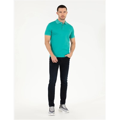 Зеленая слабая полоса Polo Yaka Mercerized T -For