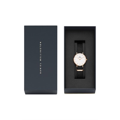 Reloj de cuarzo de poliéster Petite Cornwal - Negro y rosa dorado