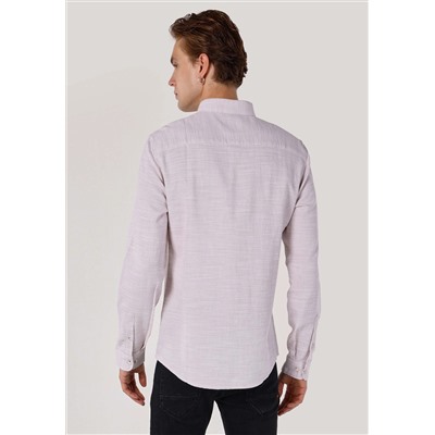 Slim Fit Рубашка шея плоская мужская бежевая рубашка с длинным рукавом