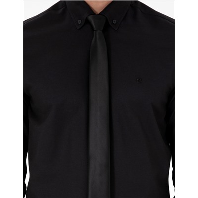 Black Slim Fit рубашка с длинным рукавом