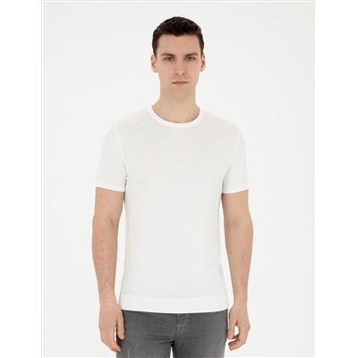 Белый Slim Fit Bike Yaka Triko T -For