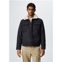 Chaqueta lana cuello borreguito -  Hombre | MANGO OUTLET España