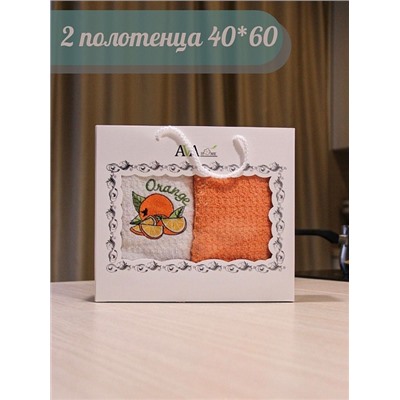 Набор кухонных полотенец 40*60 махровых 2 шт. / Апельсин