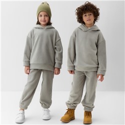Костюм флисовый (худи и брюки) детский MINAKU: Fleece Soft, цвет графит, рост 116 см