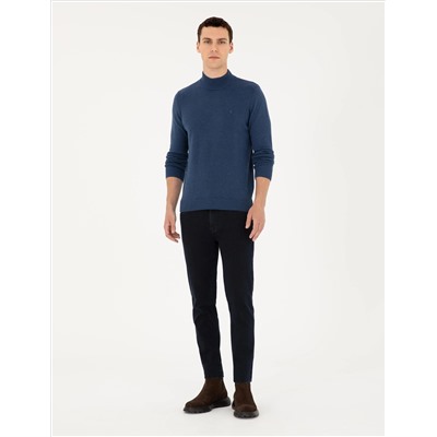 Indigo Melanj Slim Fit Half Fisherman воротник Основной вязаный свитер