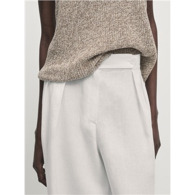 Pantalón ancho lino pinzas