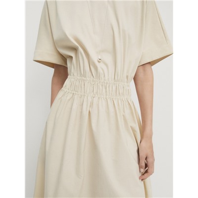 Vestido midi popelín detalle fruncido
