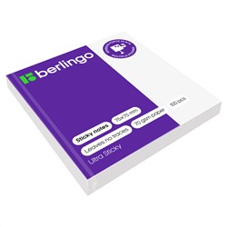Самоклеящийся блок Berlingo "Ultra Sticky", 75*75мм, 100л., белый