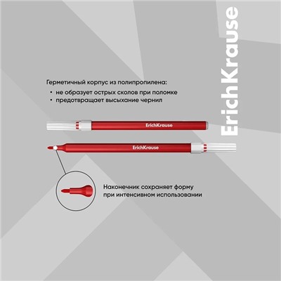 Фломастеры 12 цветов ErichKrause "Basic", на водной основ, вентилируемый колпачок