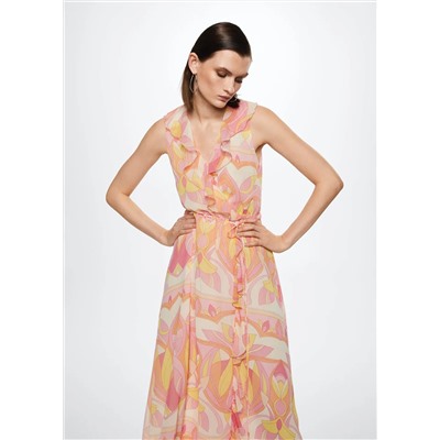 Vestido estampado volantes -  Mujer | MANGO OUTLET España