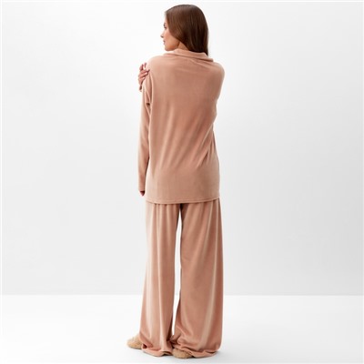 Костюм женский (рубашка и брюки) KAFTAN Plushy р. 48-50, бежевый