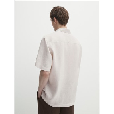 Camisa lino manga corta regular fit