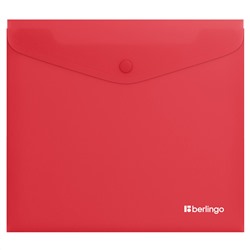Папка-конверт на кнопке Berlingo "Soft Touch", А5+, 200мкм, софт-тач, коралловая