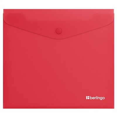 Папка-конверт на кнопке Berlingo "Soft Touch", А5+, 200мкм, софт-тач, коралловая