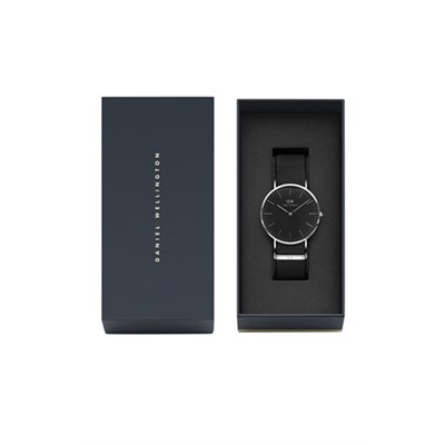 Reloj de cuarzo de poliéster Classic Cornwall S - Plateado y negro