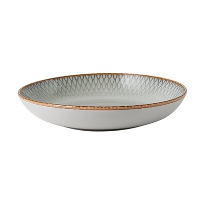 Тарелка суповая, 23х4,5 см, керамика, серо-бежевая, Серые ромбы, Mandala, 63233