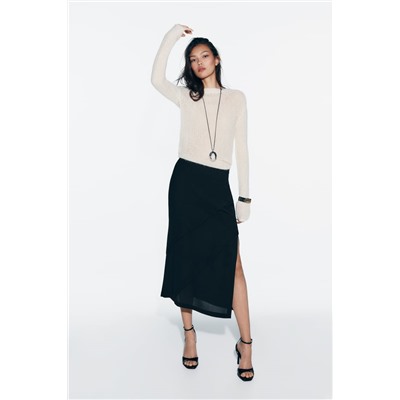 CREPE MIDI SKIRT WITH DIAGONAL SEAMS