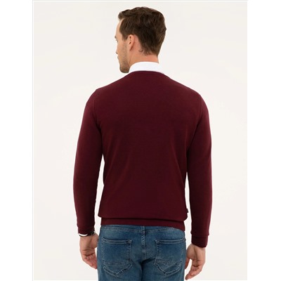 Bordeaux Slim Fit v Yaka Basic Knitwear Казах
