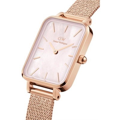 Reloj de cuarzo de acero Quadro 20 x 26 mm - Rosa dorado y rosa