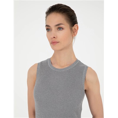 Серый Меландж. Блузка из трикотажа Slim Fit
