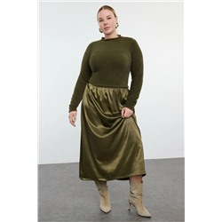 Khaki Midi Satin Woven Mix Triko платье tbbaw25ah00034