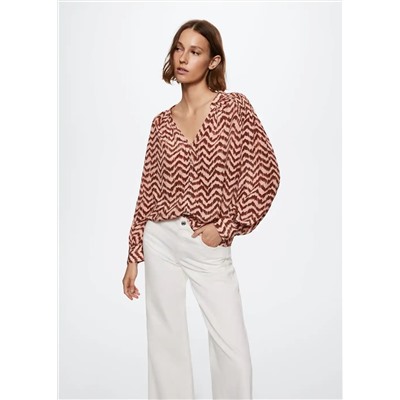 Blusa estampada bicolor -  Mujer | MANGO OUTLET España