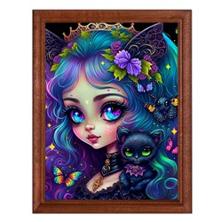 POSV-0303 Постер в рамке 17x23см Девочка и кот