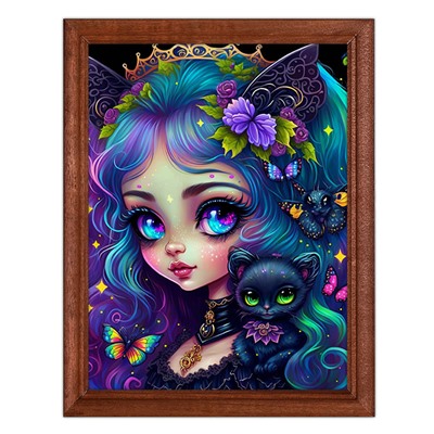 POSV-0303 Постер в рамке 17x23см Девочка и кот
