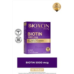 1шт  Bioxcin Биотин 5.000 мкг 30 таблеток - Биотин + Цинк 15 мг Витамин для волос и ногтей