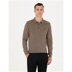 Vizon Melanj Slim Fit Polo yaka Основной вязаный свитер