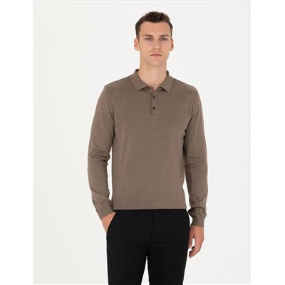 Vizon Melanj Slim Fit Polo yaka Основной вязаный свитер