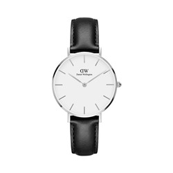 Reloj de cuarzo de piel Sheffield 32 mm - Negro y plateado