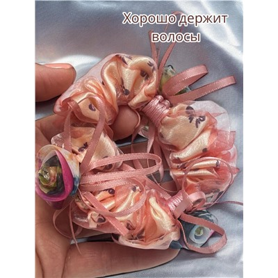 Резинка для волос комбинированная с розочками Р25