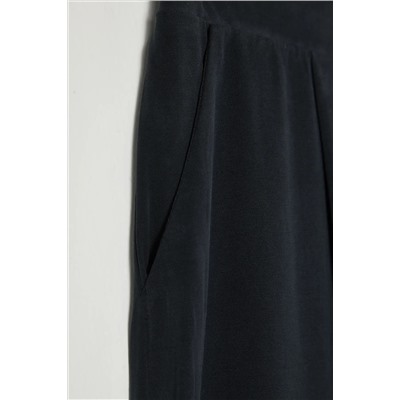 Anthracit Wide Leg Plearted Modal Draped вязание брюки Большого размера TBBSS25AR00004