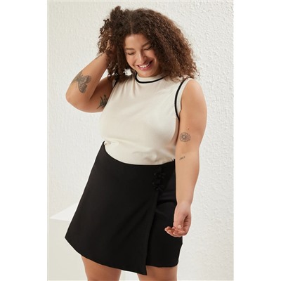 Ecru Line Detail Premium/Private Yarn Knitwear Blouse TBBSS25AF00073