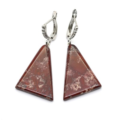 Серьги из яшмы красной 21*30мм, 8г