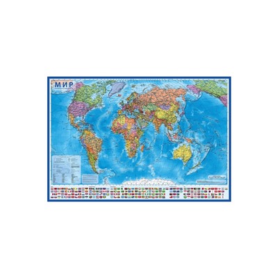 Карта мира политическая, 101 х 70 см, 1:32 М, ламинированная, в тубусе