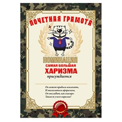 Почетная грамота "Самая большая харизма"