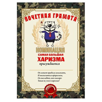 Почетная грамота "Самая большая харизма"