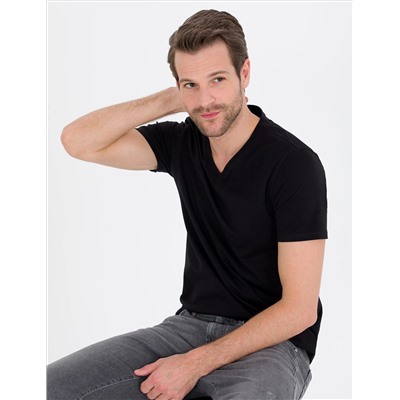 Black Slim Fit Basic T -For