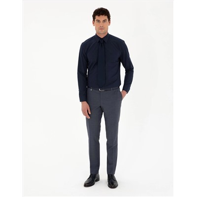 Темно -синяя тканевые брюки Slim Slim Fit